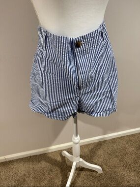 Old Navy Blue and White Seersucker Stripe Women's Shorts